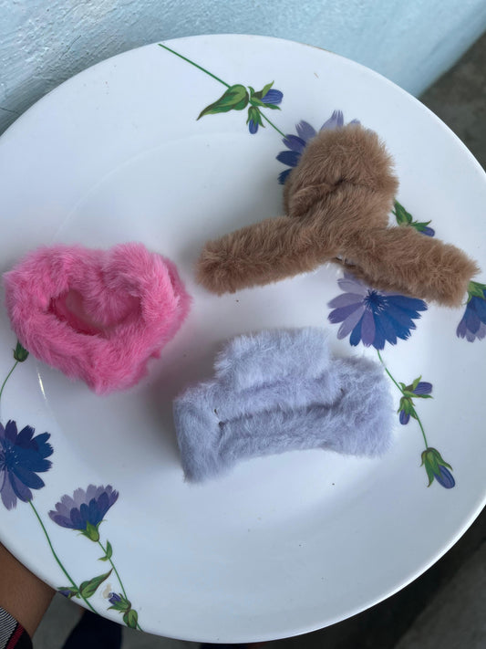 Soft & Stylish Furry Hair Accessories Set – Pack of 3