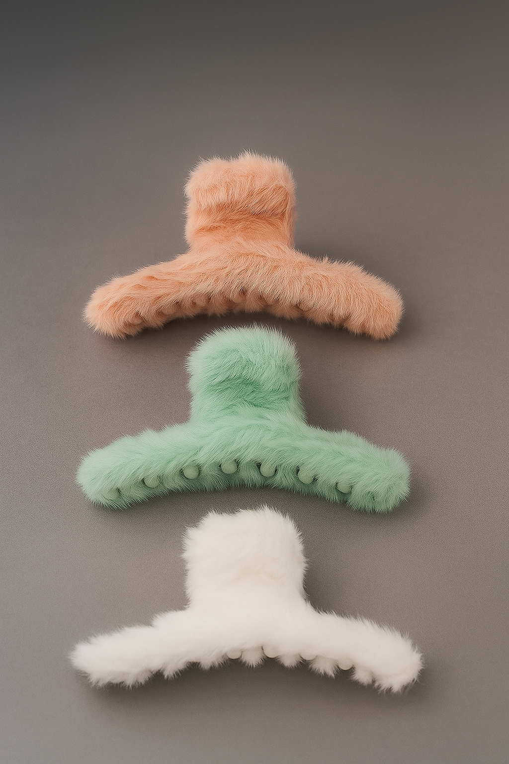 Faux Fur Fuzzy Hair Claw Clips – Set of 3