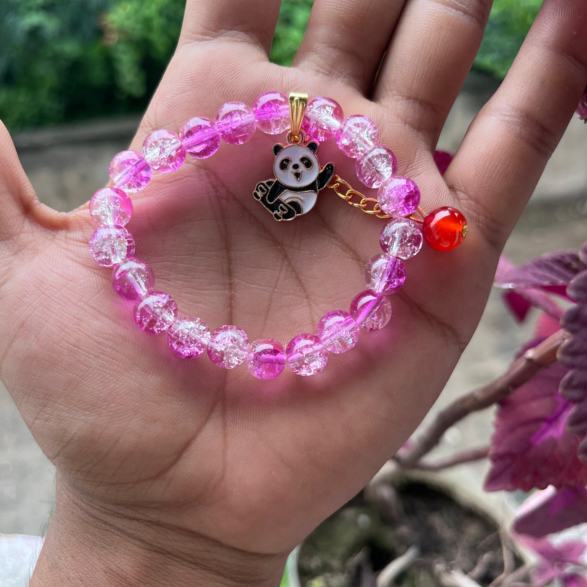 Cute Panda Charm Crystal Beaded Bracelet