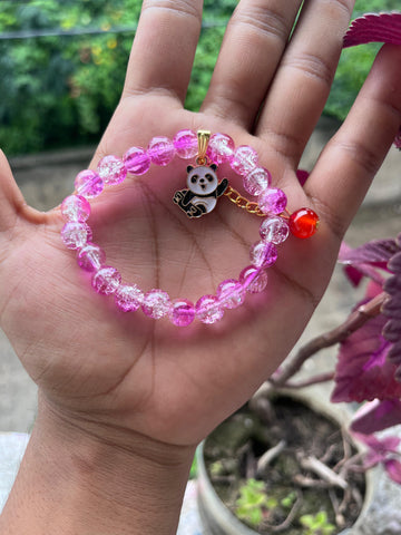 Cute Panda Charm Crystal Beaded Bracelet