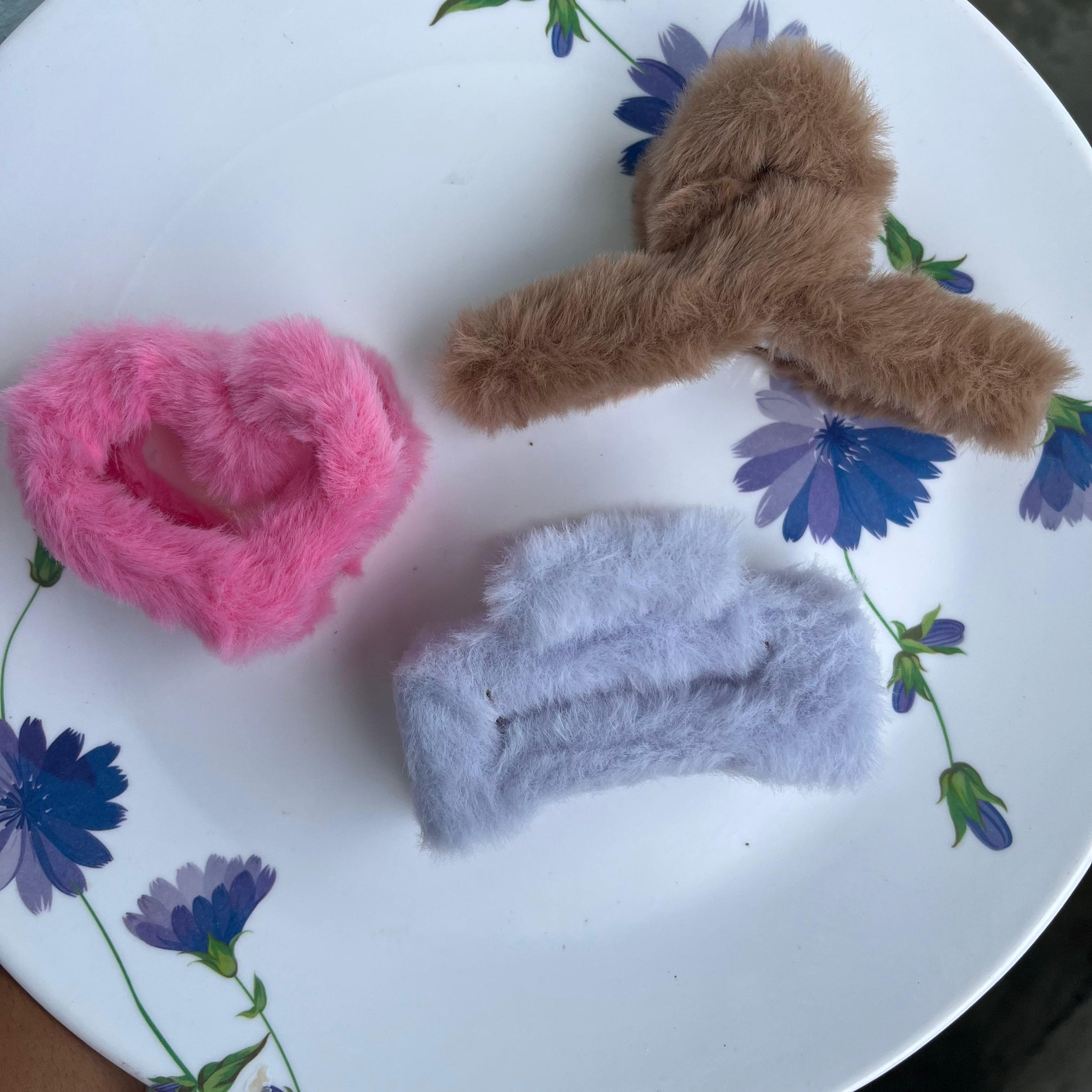 Soft & Stylish Furry Hair Accessories Set – Pack of 3
