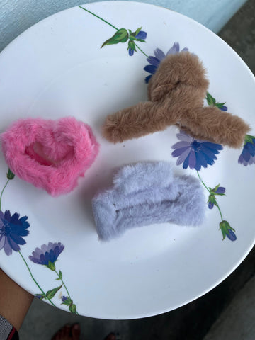 Soft & Stylish Furry Hair Accessories Set – Pack of 3